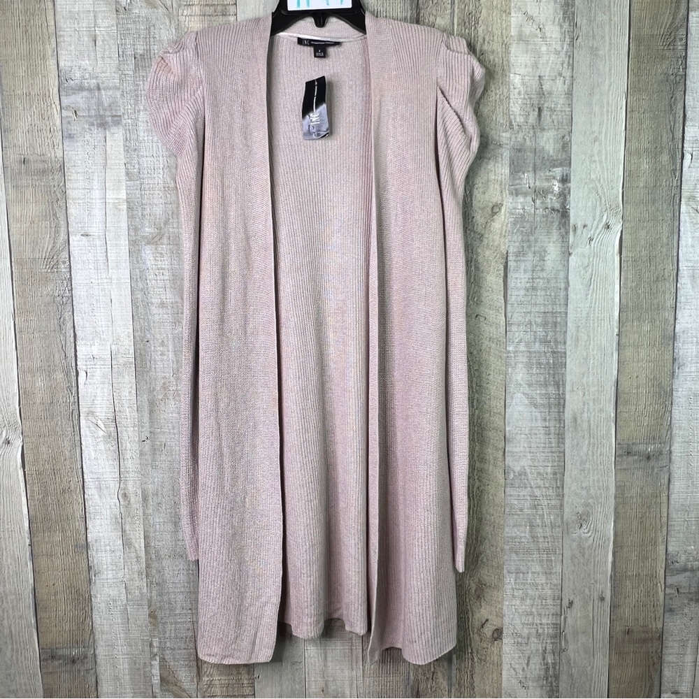 INC Small Puff Sleeve Completer Cardigan Sweater Open Front with Shoulde…